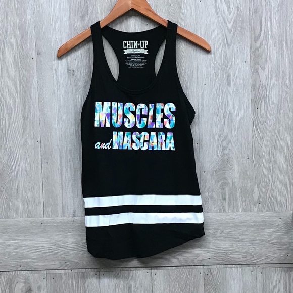 Chin Up Apparel Tops - Chin Up Muscles and Mascara Workout Tank Top BB163